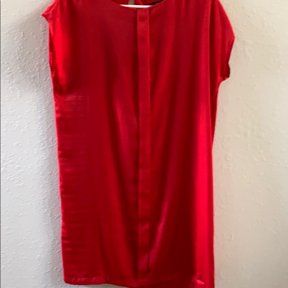 Mango red slip on dress -silk  size medium